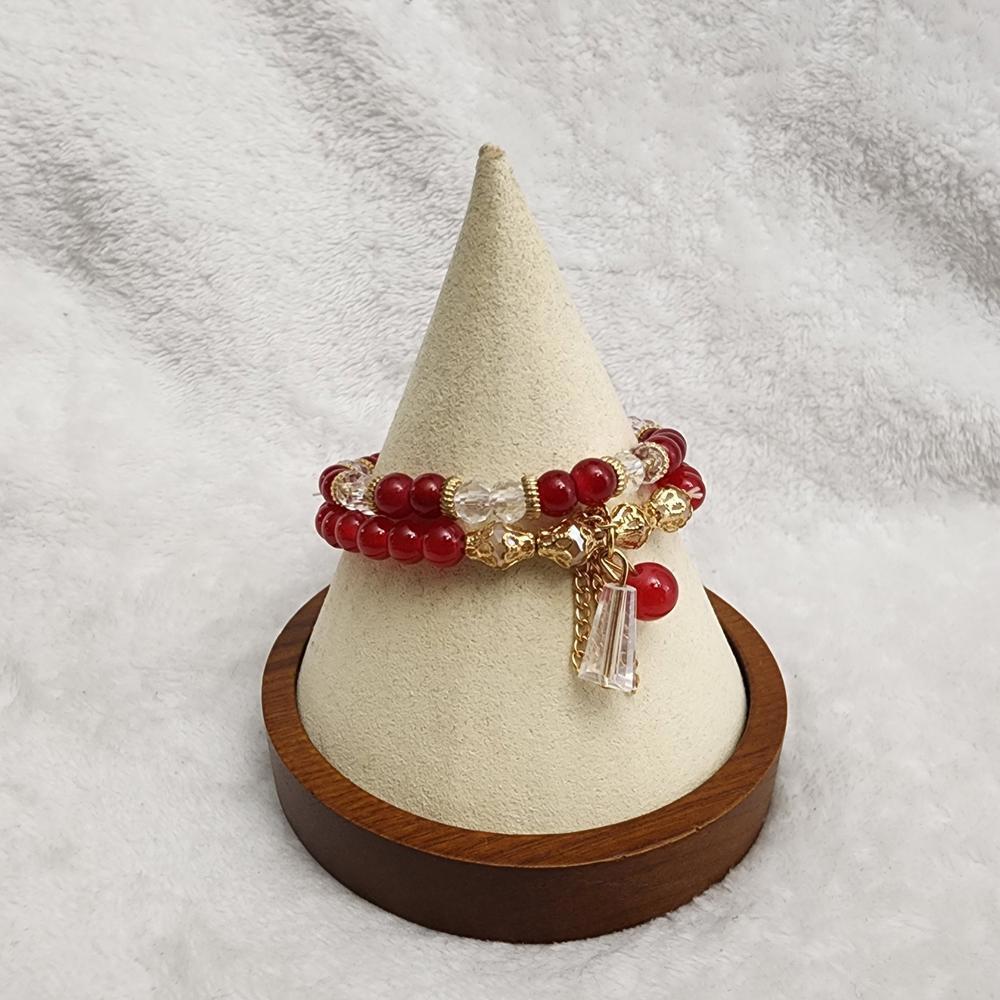 Red/Gold Crystal Beaded Stackable Bracelets - image 2